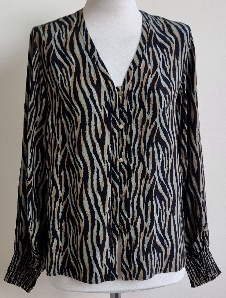 Garcia zwart/grijze blouse mt. M, Maat 38/40 (M), Zwart, Ophalen of Verzenden, Zo goed als nieuw