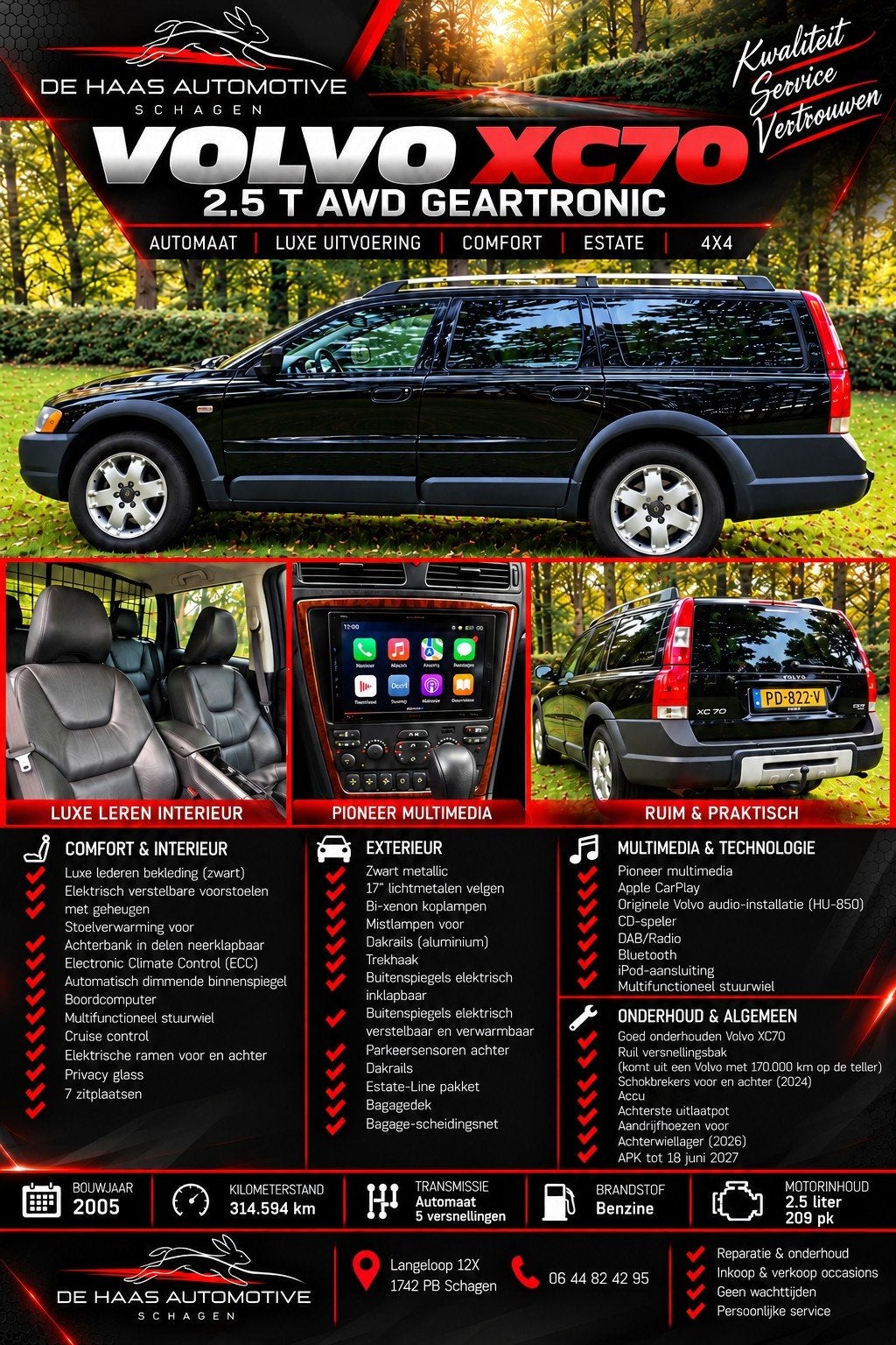 Volvo XC70 2.5T AWD | YOUNGTIMER | LUXE| VEEL ONDERHOUD!
A, Auto's, Automaat, 1800 kg, Zwart, XC70