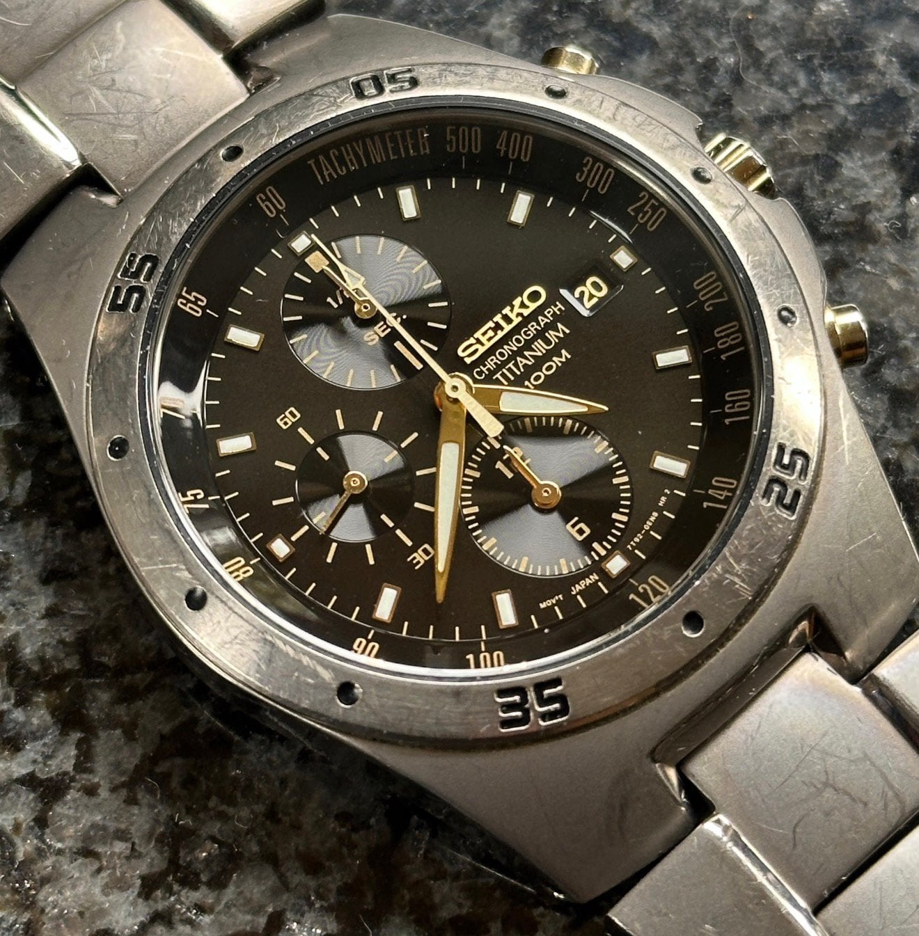 Neo Vintage Seiko Titanium Chronograaf - Geserviced, Gebruikt, Staal, Verzenden, Polshorloge