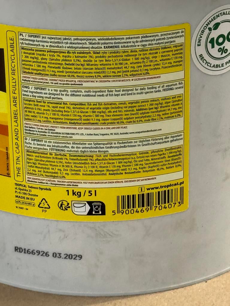 TROPICAL SUPERVIT FLAKES, Ophalen, Vis
