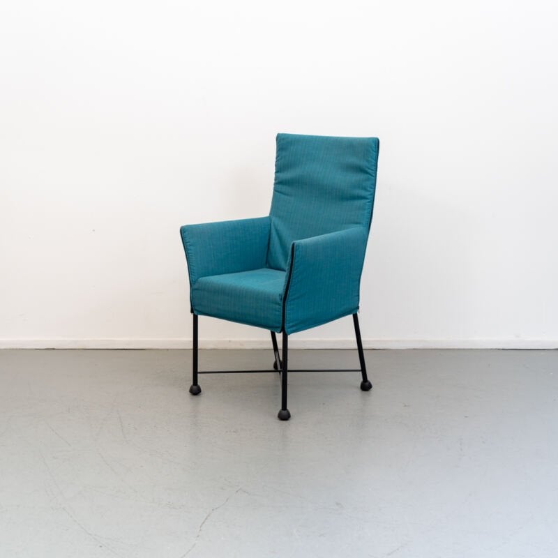 Montis Chaplin eetkamerstoelen blauwe stof, Niet ingevuld, Zo goed als nieuw, Niet ingevuld, Niet ingevuld