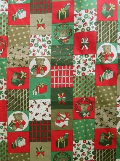 Quilt patchwork wenskaart stofje nr 2243 Kerstmotief, Overige kleuren, Nieuw, Ophalen of Verzenden, 30 tot 120 cm