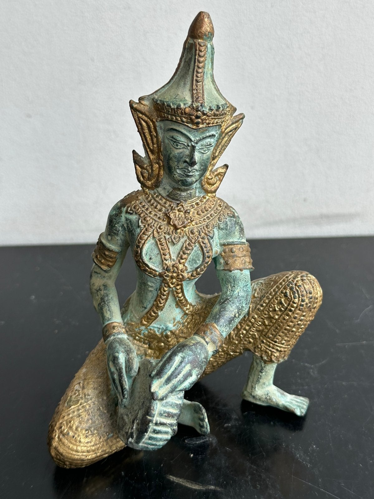 Brons Aziatisch beeldje Muzikant 14 cm, Ophalen of Verzenden, Gebruikt