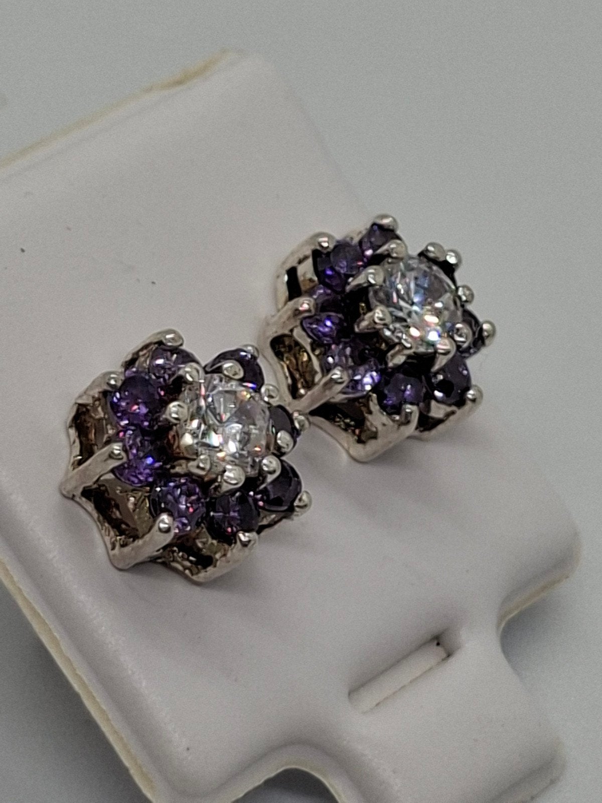 Zilveren Amethist Oorbellen 925, Sieraden, Tassen en Uiterlijk, Paars, Ophalen of Verzenden, Met edelsteen, Knopjes of Stekers