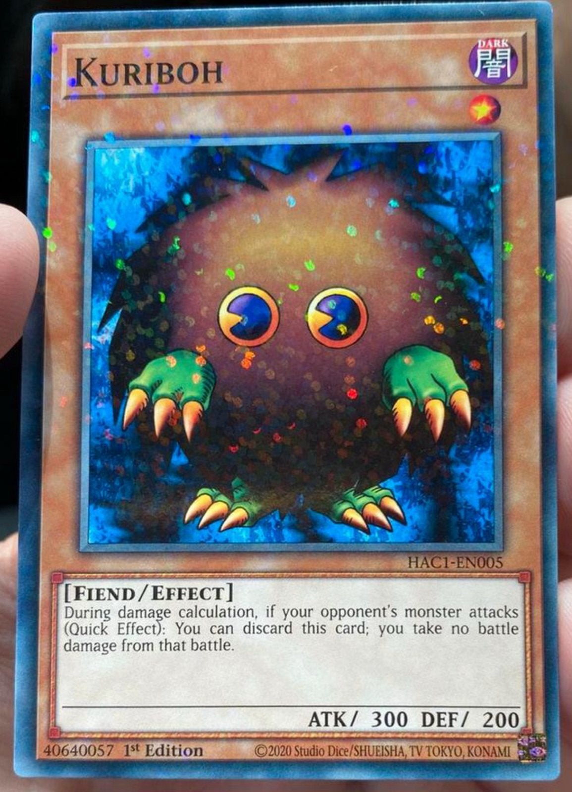 Yu-Gi-Oh! Kuriboh HAC1 1st Ed Parallel Rare !, Hobby en Vrije tijd, Verzamelkaartspellen | Yu-gi-Oh!, Ophalen of Verzenden, Zo goed als nieuw