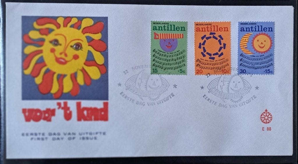 Ned.Antillen: Kinderzegels envelop 1974, Postzegels en Munten, Postzegels | Eerstedagenveloppen, Ophalen of Verzenden, Onbeschreven