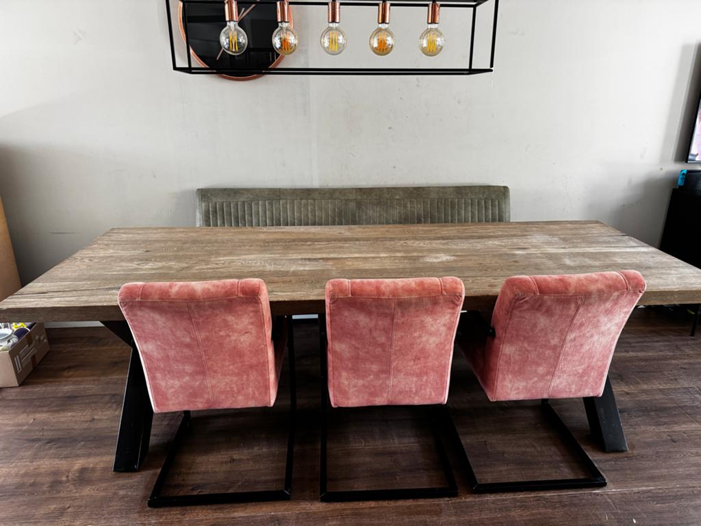 Roze eetkamerstoelen - Set van 3, Ophalen, Gebruikt, Overige kleuren, Drie