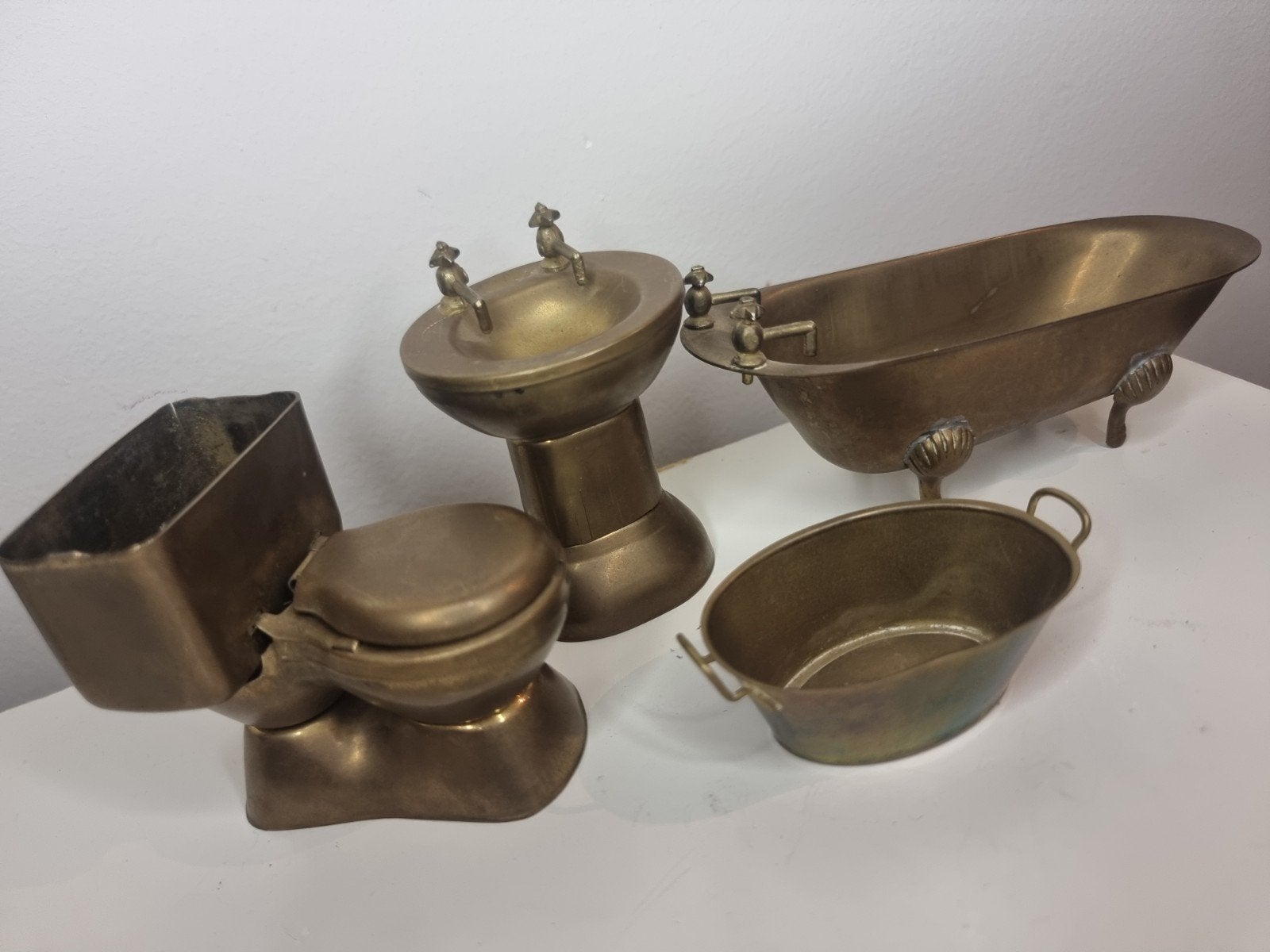Antiek koperen badkamer miniaturen, Antiek en Kunst, Antiek | Koper en Brons, Ophalen of Verzenden