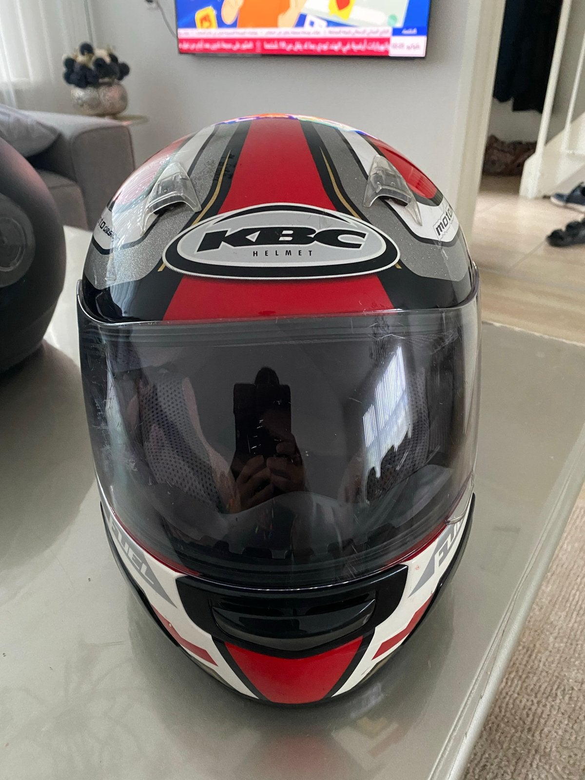 KBC TK-8 Integraalhelm - Rood/Zilver/Zwart, Motoren, M, Heren, Integraalhelm, Tweedehands