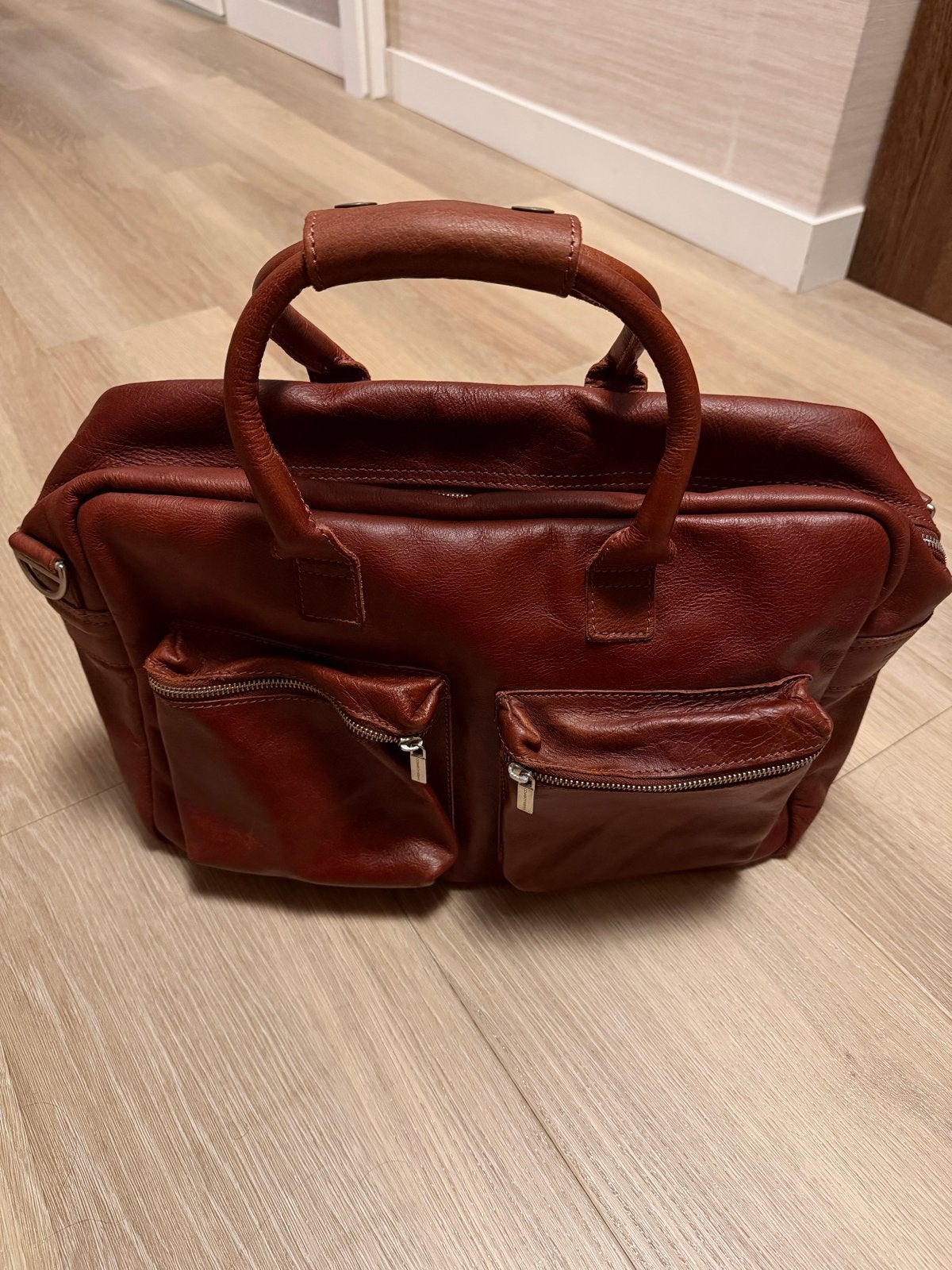 Cowboysbag Leren Laptoptas met Schouderband - Bruin, Overige merken, Gebruikt, Bruin, Ophalen of Verzenden