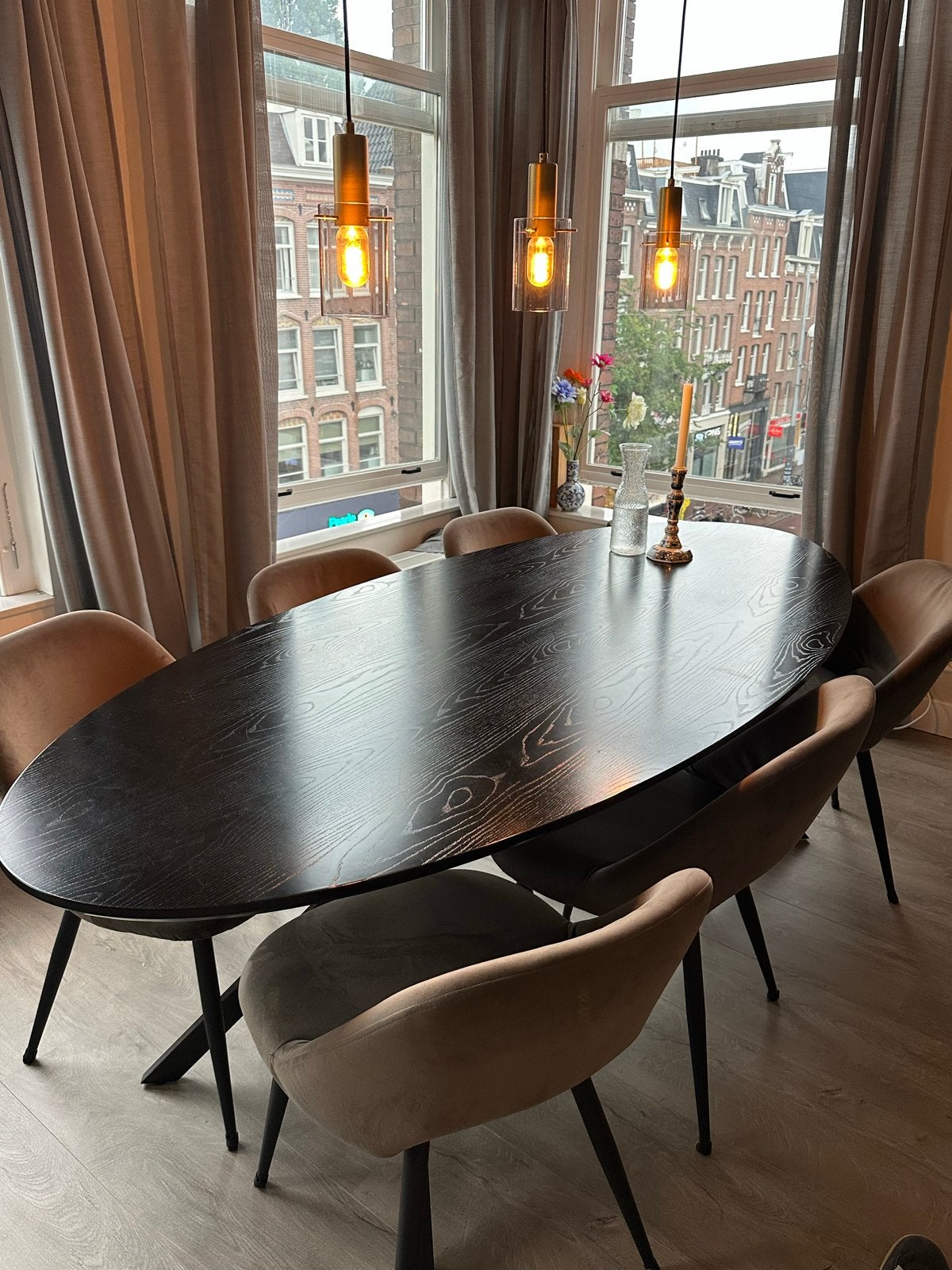 WOOOD Bruno Eettafel Ovaal Zwart 220x100 cm, Ophalen, 100 tot 150 cm, 200 cm of meer, Zo goed als nieuw