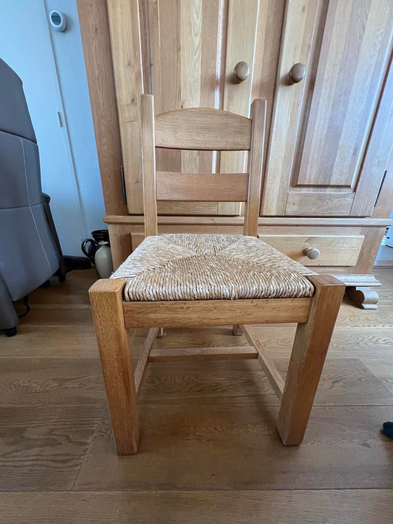 6 Houten stoelen met rieten zitting, Ophalen, Gebruikt, Overige kleuren, Eén