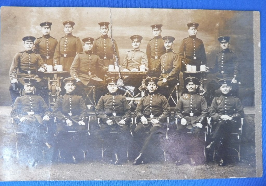 WO1 Duitse Foto Ansichtkaart Groepsportret Soldaten (E), Verzamelen, Verzenden, Landmacht, Duitsland, Foto of Poster