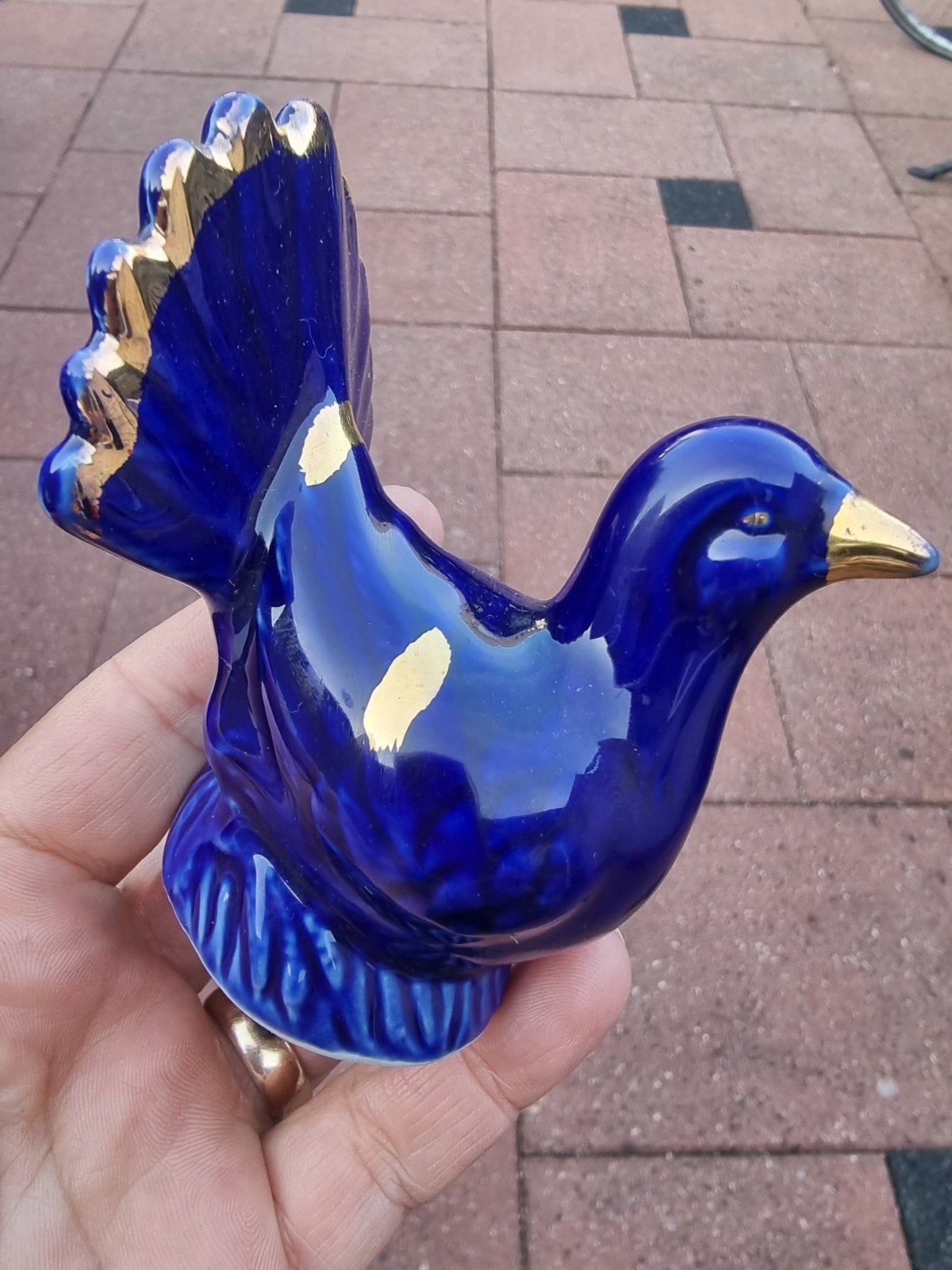 Vintage 1960 cobalt keramiek duif, Antiek en Kunst, Antiek | Keramiek en Aardewerk, Ophalen of Verzenden