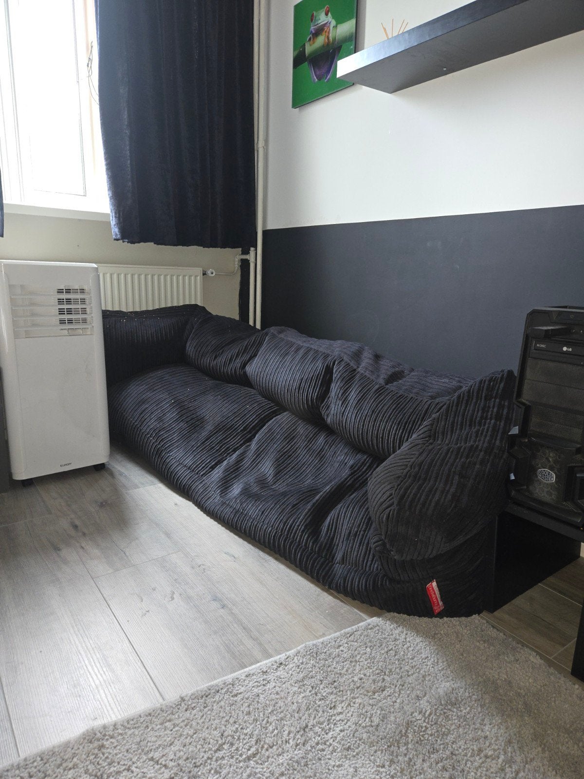 Heerlijke zwarte zachte lounge zitzak bank sofa 190x80 cm, Huis en Inrichting, Ophalen, Gebruikt, Zwart, Zitzak