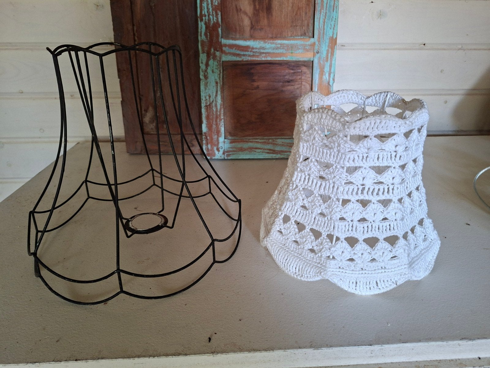 2x Lampenkappen: Metalen Frame, Ophalen, Gebruikt, Overige typen, Wit