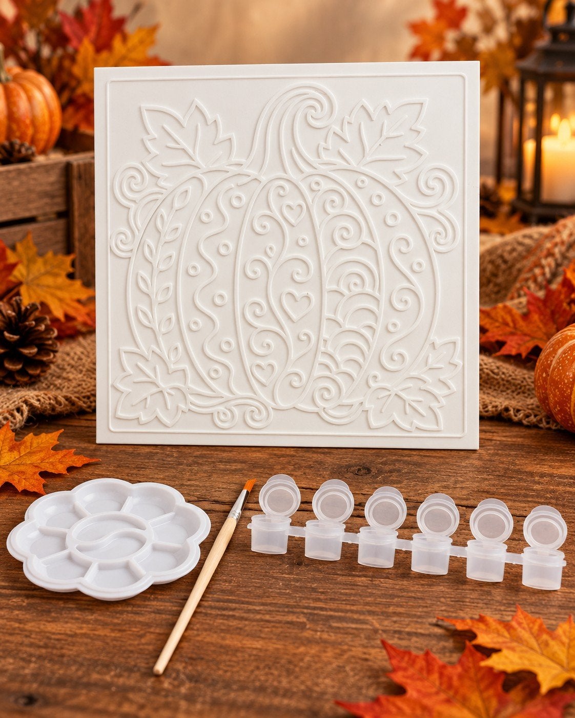 Pompoen schilderplaat - 3D-schilderpakket, Ophalen of Verzenden, Nieuw, Wit