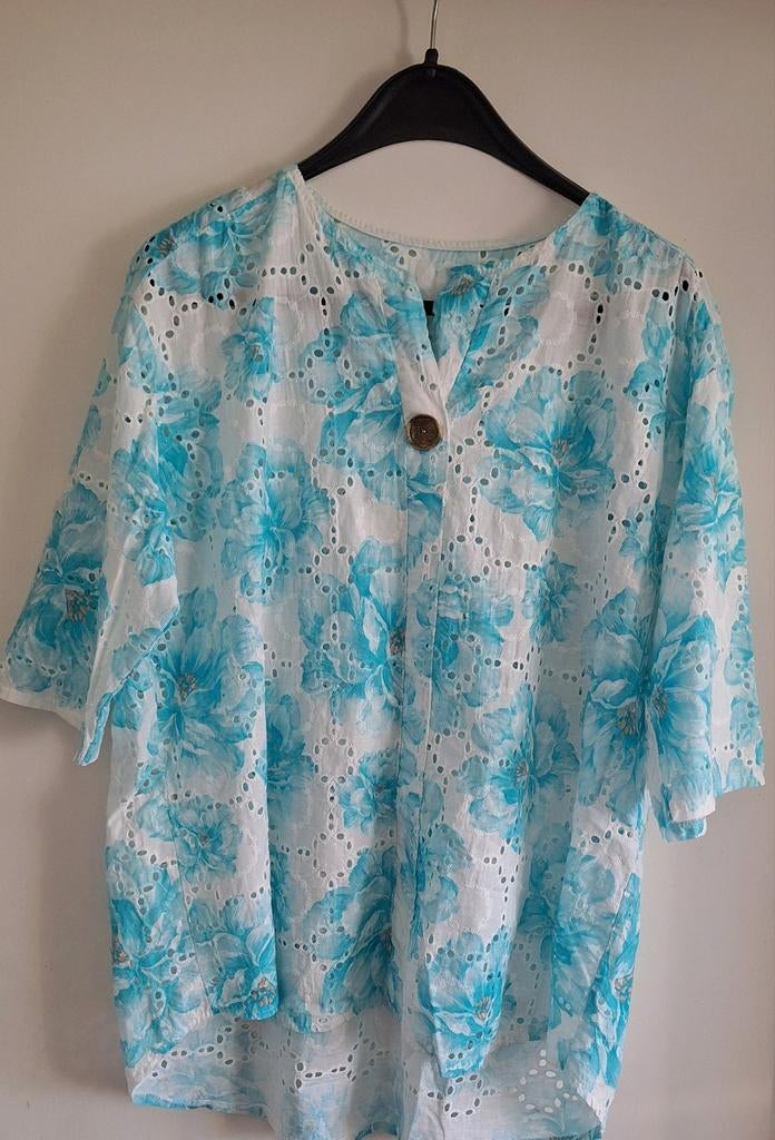 Luchtige zomer blouse, maat 48, Kleding | Dames, Ophalen of Verzenden, Zo goed als nieuw, Maat 46/48 (XL) of groter, Blauw