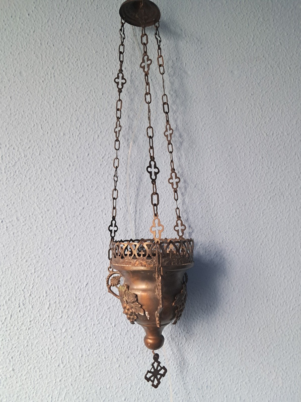 Antieke koperen godslamp., Ophalen of Verzenden