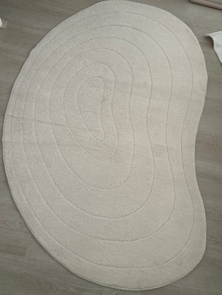 Organisch Vloerkleed Off-White Japandi 180x120, Ophalen, 100 tot 150 cm, Zo goed als nieuw, Crème