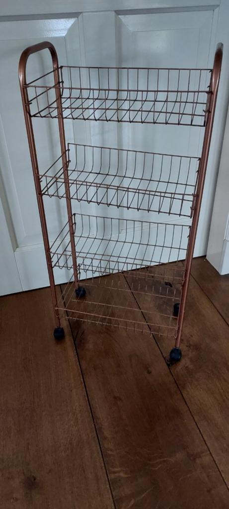 Keukentrolley koperkleur karretje wieltjes ladenrek rekje, Ophalen