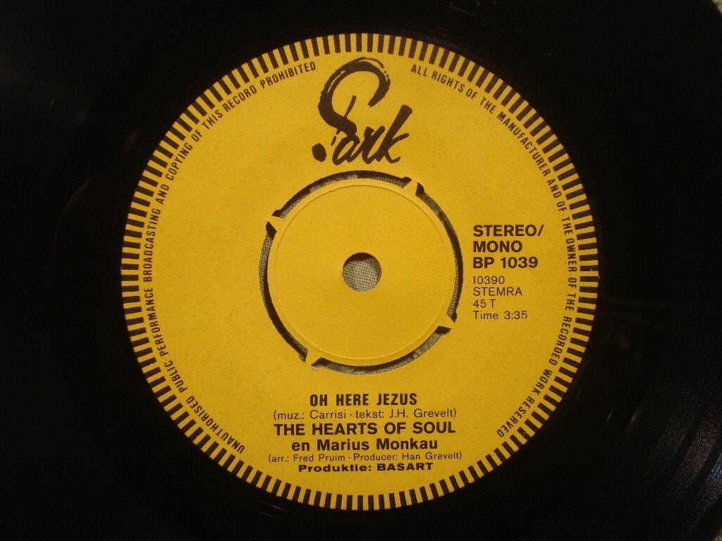 Marius Monkau 7" Vinyl Single: ‘Oh here Jezus’ (Nederland), Ophalen of Verzenden, Gebruikt, 7 inch, Nederlandstalig