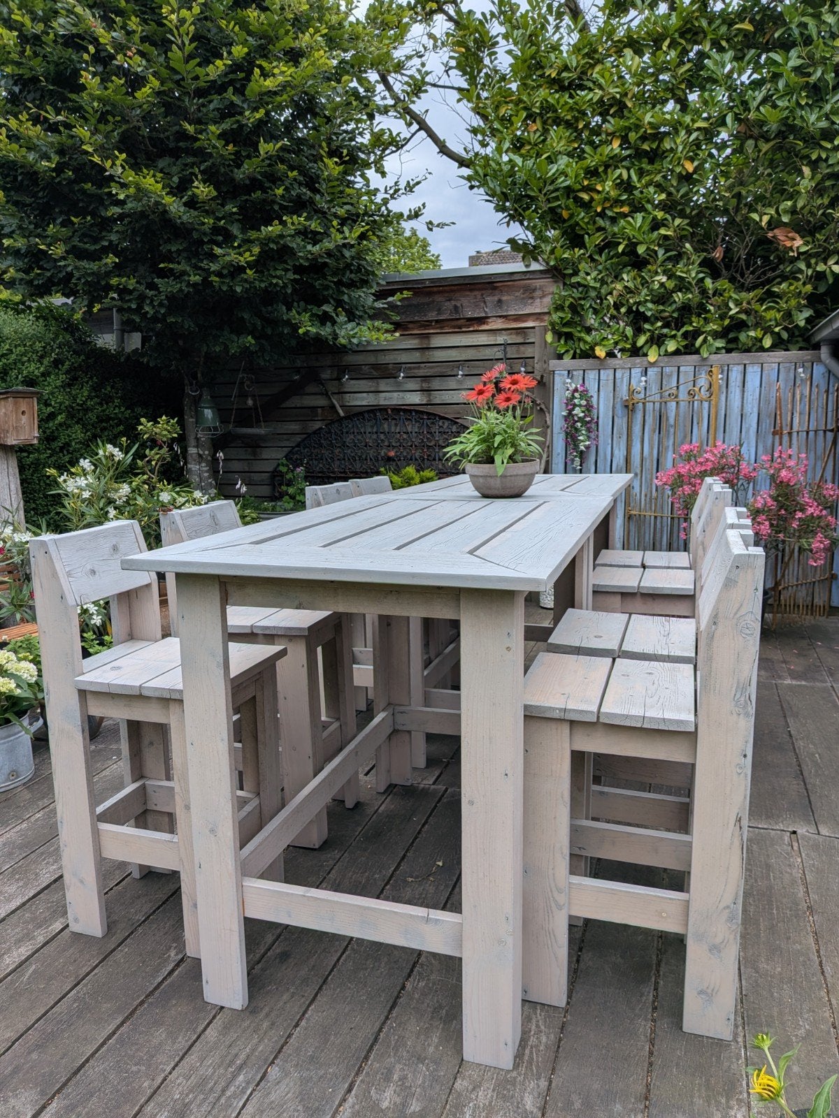 Handgemaakte bartafel met 8 krukken - Steigerhout, Ophalen, Steigerhout