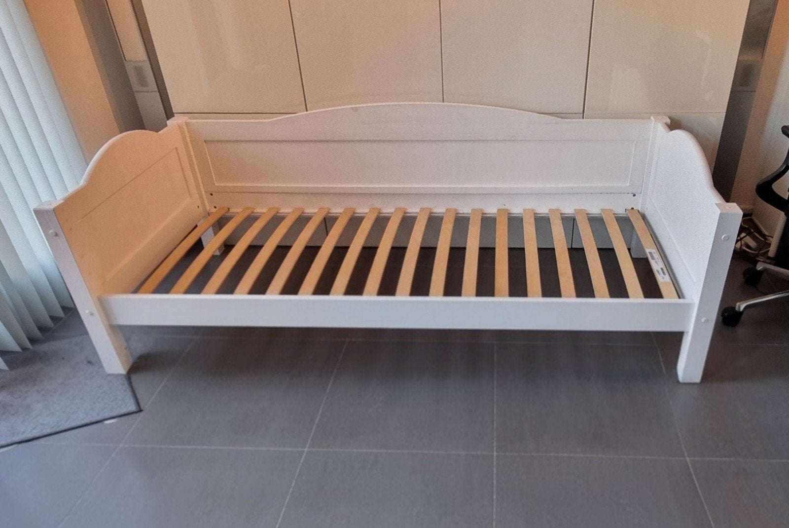 Flexworld bed 90x200 - Wit houten eenpersoonsbed, Ophalen, 90 cm, Eenpersoons, Wit