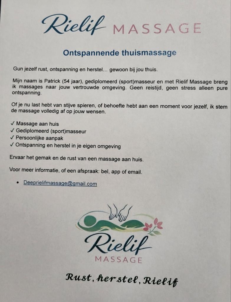 Thuis massage in Spijkenisse., Ophalen of Verzenden, Nieuw, Apparaat