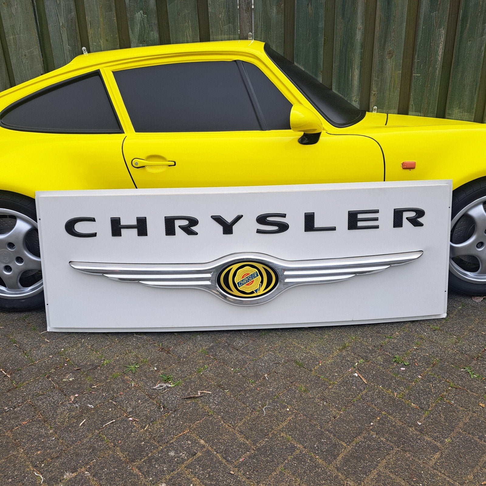 Chrysler gevelreclame Dealerbord, Ophalen, Gebruikt, Reclamebord