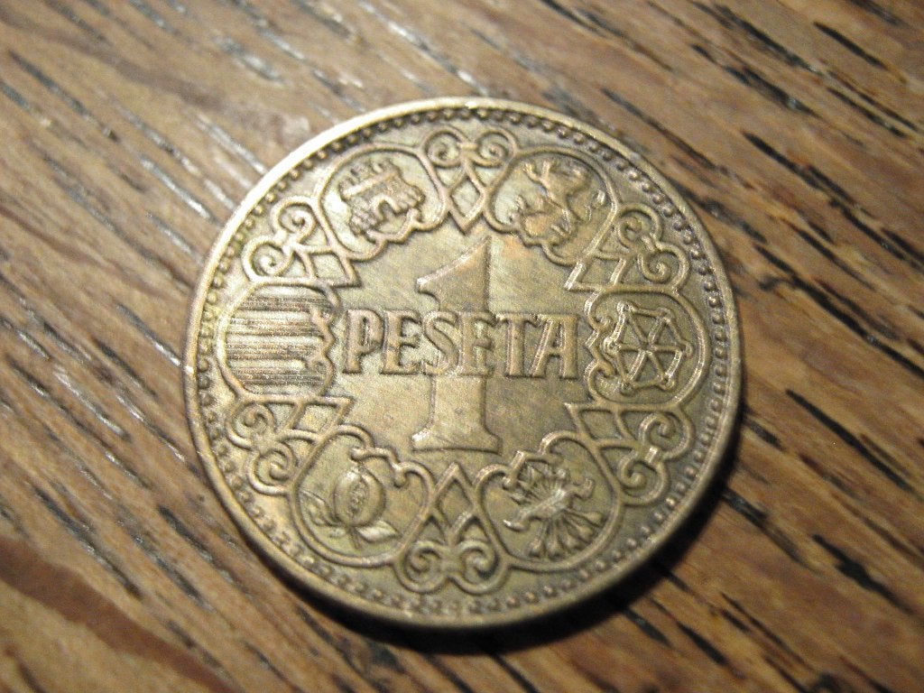 Oorlogsmunt WW2 Franco-Spanje 1 Peseta 1944 #676, Postzegels en Munten, Ophalen of Verzenden, Overige landen, Losse munt