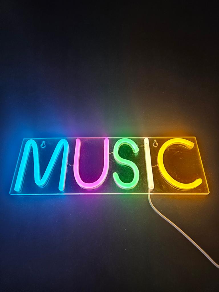 Neon LED 'MUSIC' Lichtbord - Kleurrijk & Sfeervol, Ophalen of Verzenden, Nieuw, Modern, Neon, Sfeervol, Muziek