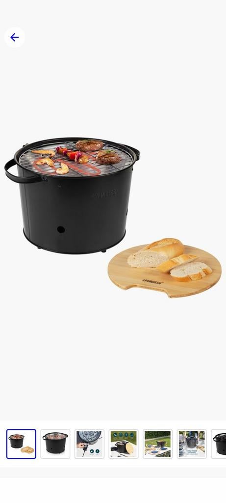 Princess 112240 Elektrische Grill Houtskool BBQ, Tuin en Terras, Houtskoolbarbecues, Zo goed als nieuw, Ophalen of Verzenden