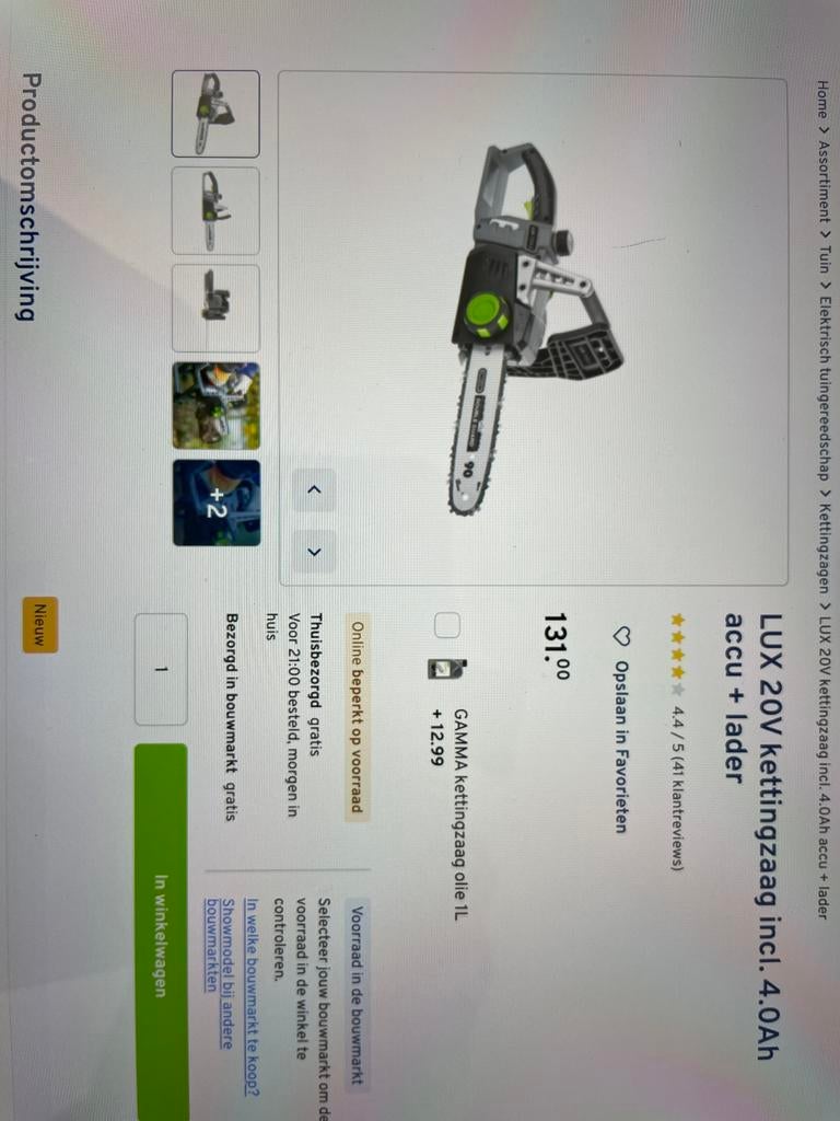 Kettingzaag Lux  20 V nieuw in doos, Kettingzaag, Nieuw, Ophalen of Verzenden, 30 tot 70 mm