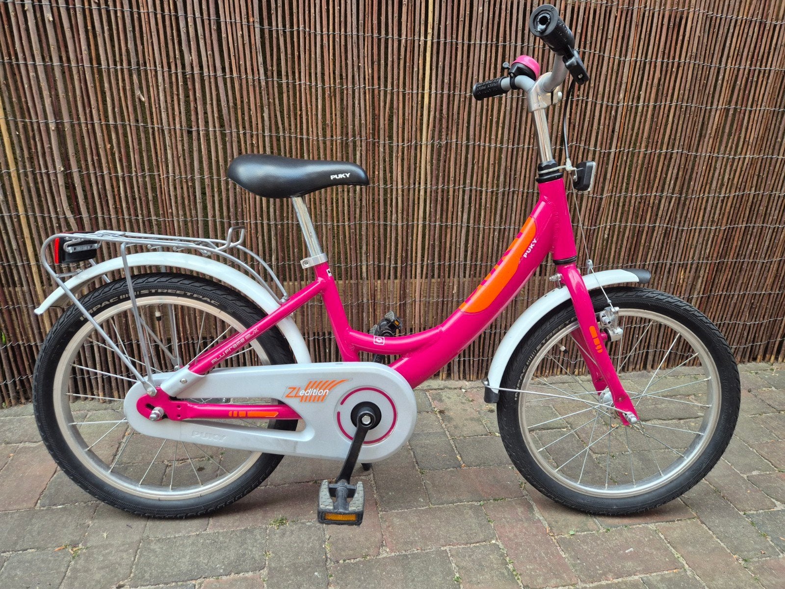 Puky Alu Kinderfiets 18 inch - Roze/Oranje, Ophalen, Terugtraprem, Puky, 16 tot 20 inch
