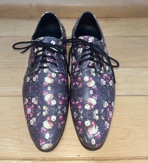 Lureaux veterschoenen maat 39 UNISEX leer bloemenprint ZGAN, Overige kleuren, Verzenden, Zo goed als nieuw, Veterschoenen