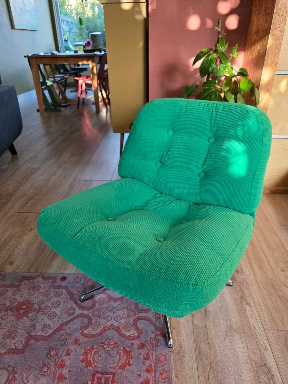 Ikea Dyvlinge groen, retro relax stoel, Huis en Inrichting, Ophalen, Modern, Retro, Comfortabel, Minder dan 75 cm, Zo goed als nieuw