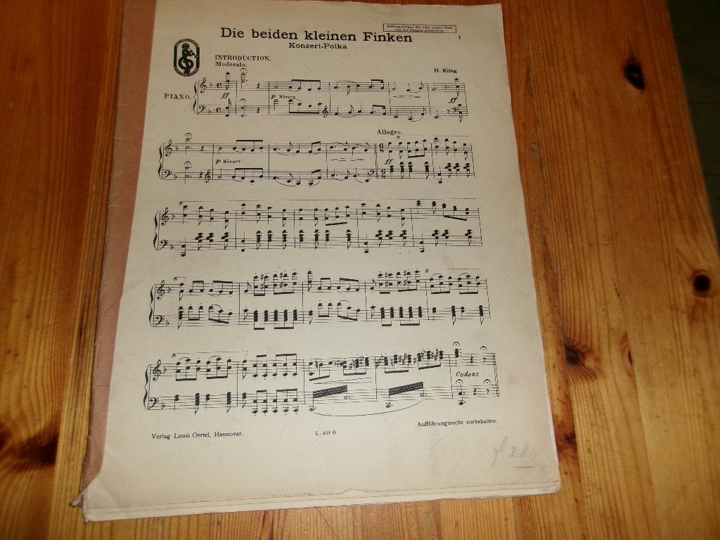 Die beiden kleinen Finken - H. Kling, Ophalen of Verzenden, Artiest of Componist, Populair, Klarinet