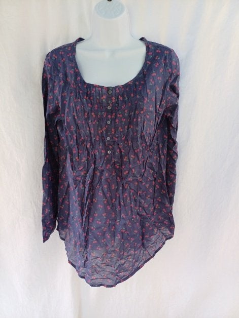Mooi blauw dames shirt met kersen motief mt 42 merk Esprit, Blauw, ., Maat 42/44 (L), Ophalen of Verzenden
