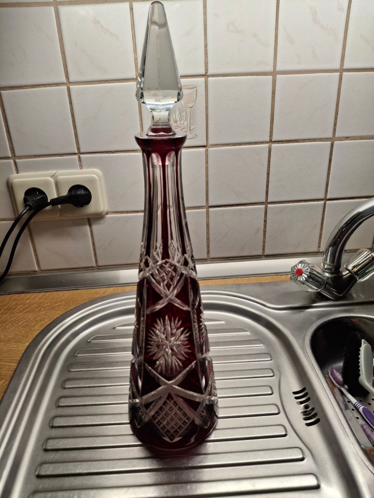 karaf hoogte 42cm  Boheems  kristal, Antiek en Kunst, Ophalen of Verzenden