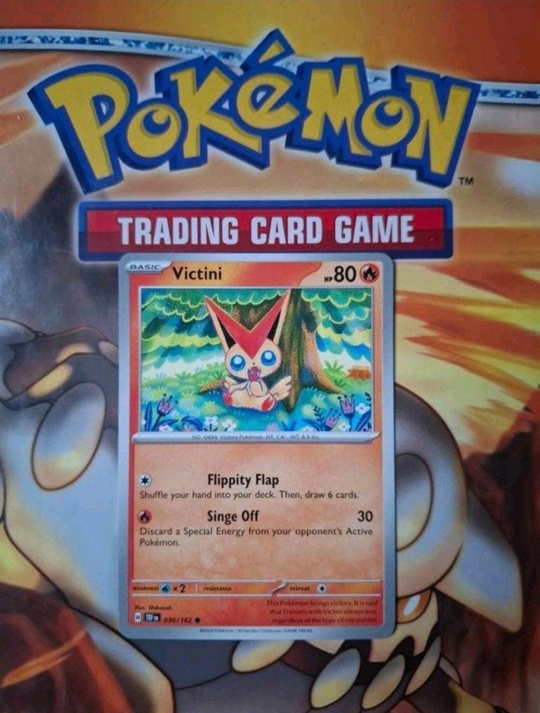 Victini 030/162 Temporal forces pokemon kaart nm-mint, Ophalen of Verzenden, Zo goed als nieuw, Losse kaart