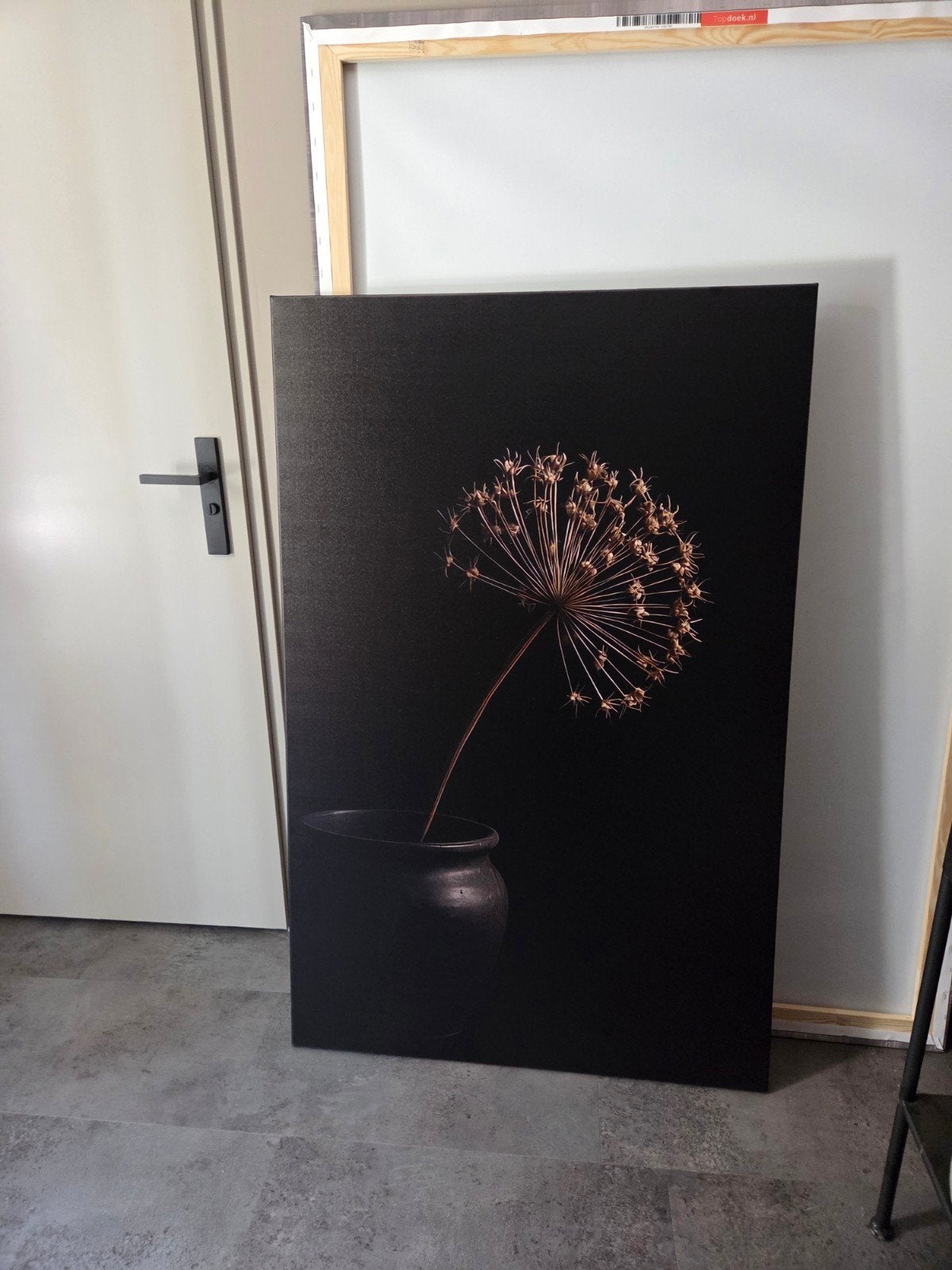 Grote canvas met print, Ophalen