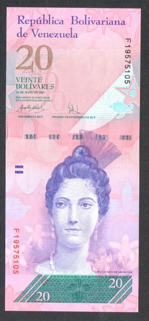Bankbiljet - Venezuela 20 Bolivares 2007 - UNC., Ophalen of Verzenden, Zuid-Amerika, Los biljet