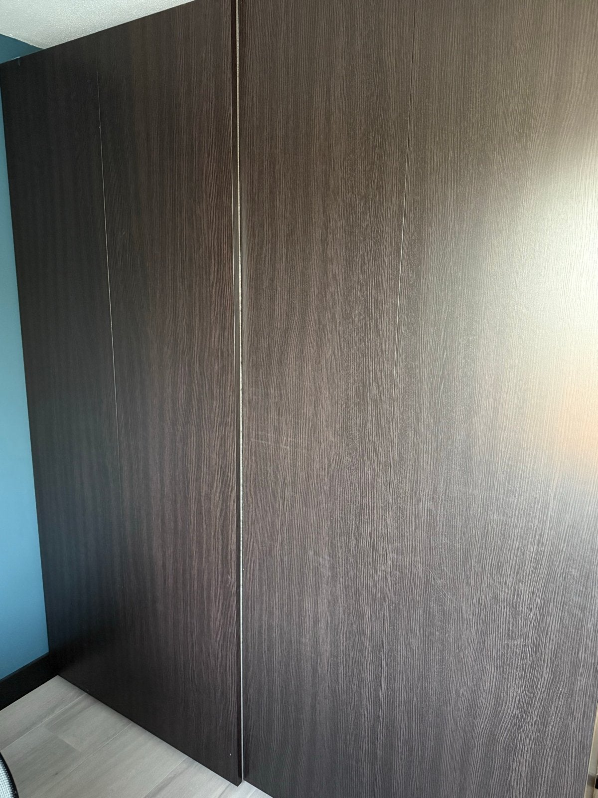 IKEA PAX Kast Donkerbruin met Schuifdeuren en Lades, Huis en Inrichting, Ophalen, Gebruikt, 200 cm of meer, Glas