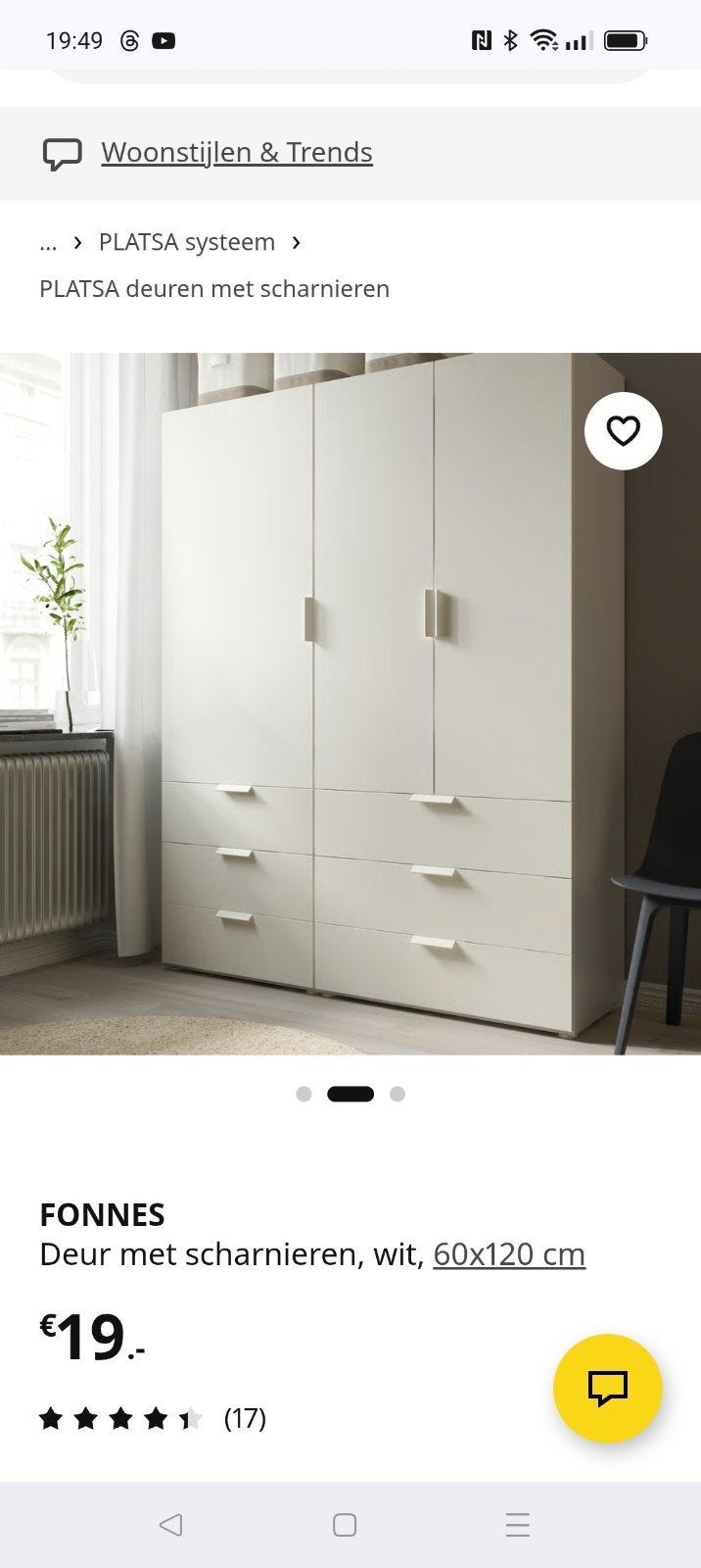 2 deuren Fonnes bij Platsa kast 60x120, 200 cm of meer, Zo goed als nieuw, 25 tot 50 cm, 50 tot 100 cm