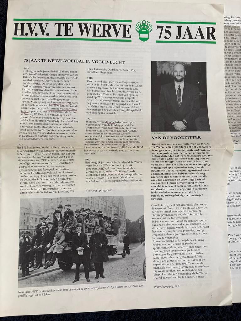 Historisch krantenartikel HVV De Werve 75 jaar, Ophalen of Verzenden