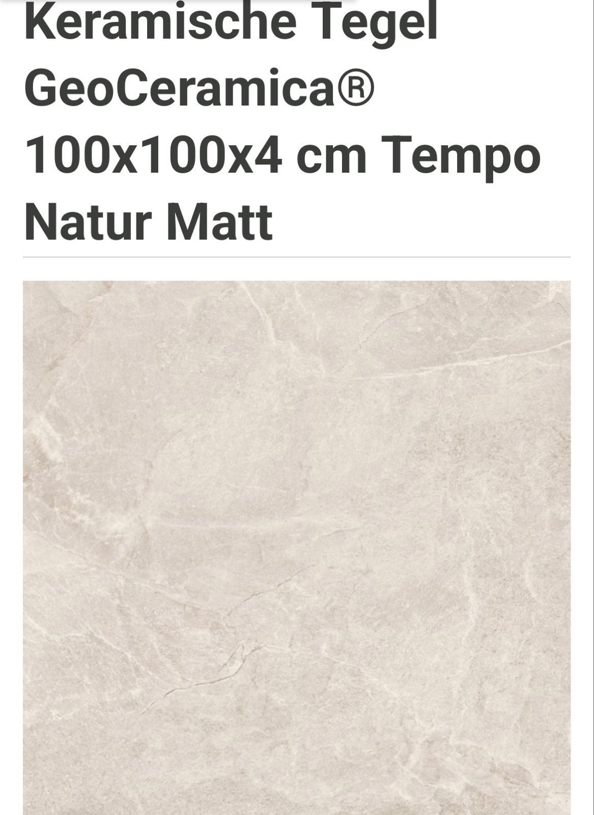 GeoCeramica Tempo Natur Matt 100x100x4cm terrastegels, Doe-het-zelf en Verbouw, Tegels, Ophalen, 60 cm of meer, Gebruikt, Keramiek