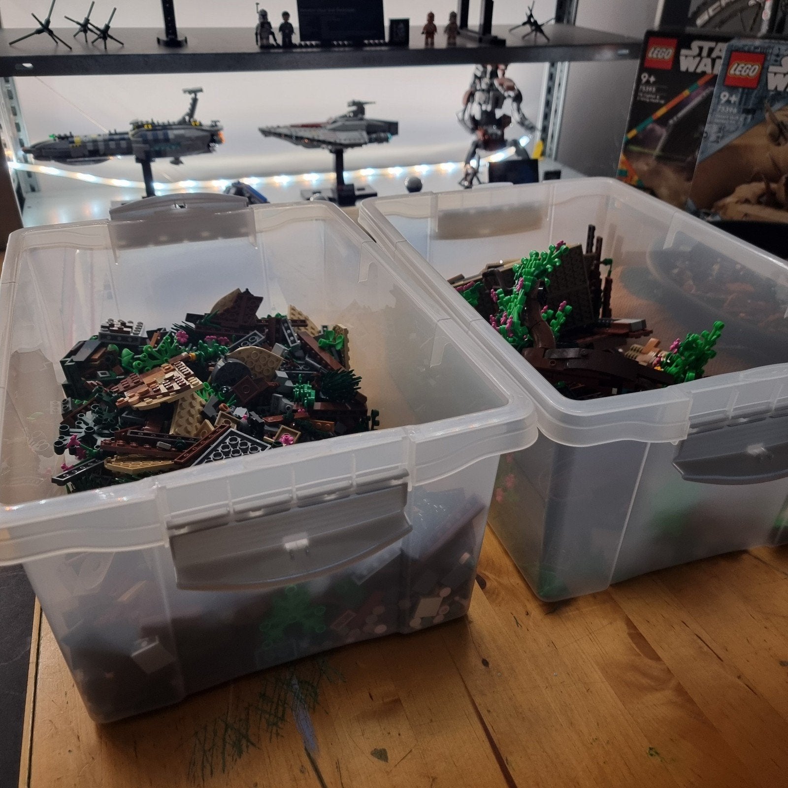 2 Grote bakken LEGO voor MOC met 4x bonsai boom en meer, Ophalen of Verzenden, Gebruikt