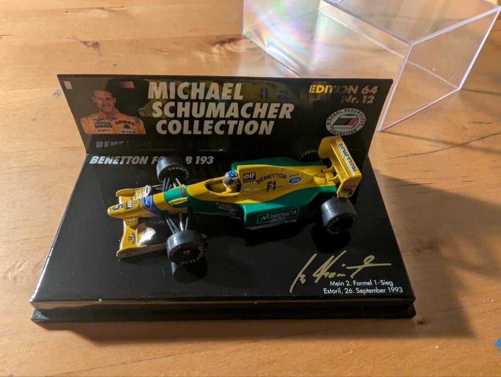F1 modelauto M. Schumacher Benetton B193 met omhulsel, Overige merken, Auto, 1:32 tot 1:50, Ophalen of Verzenden