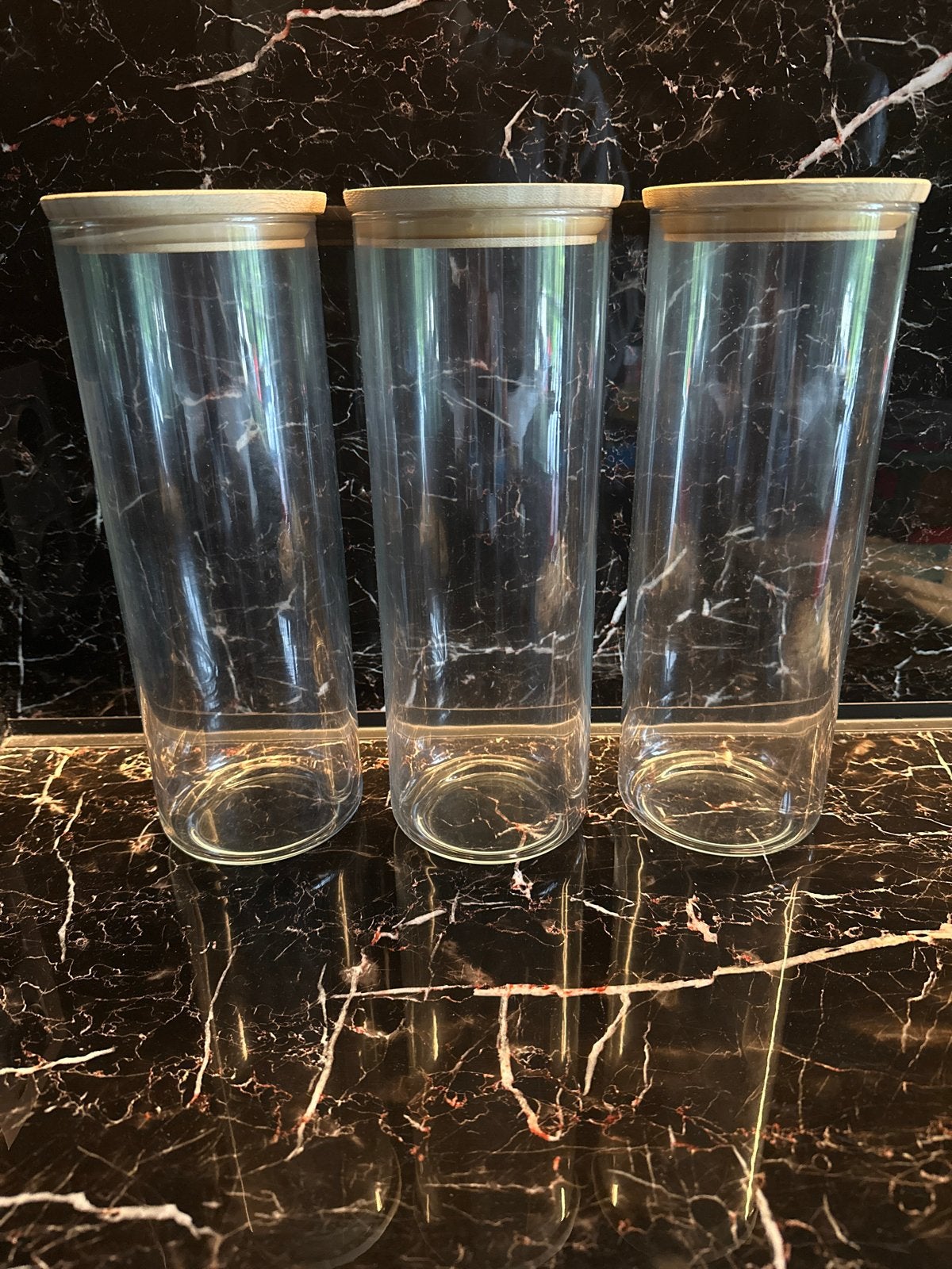 3x Grote IKEA Voorraadpotten met Bamboe Deksel, Huis en Inrichting, Glas, IKEA, Ophalen of Verzenden, Zo goed als nieuw